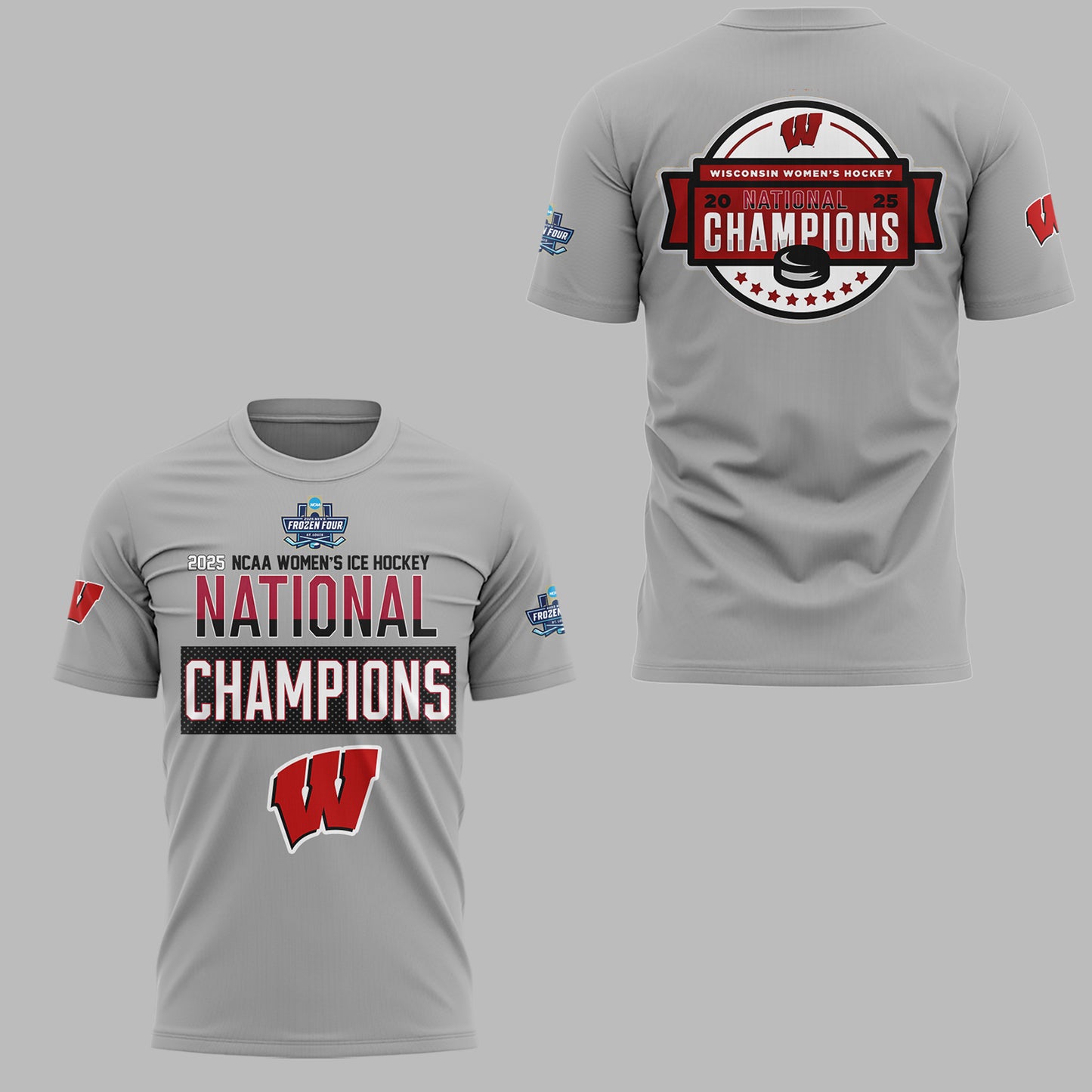 Wisconsin Badgers 2025  Women's Hockey Tournament Champions T-Shirt
