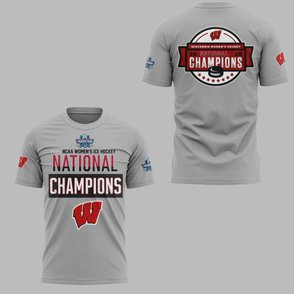 Wisconsin Badgers 2025  Women's Hockey Tournament Champions T-Shirt