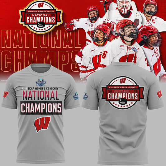 Wisconsin Badgers 2025  Women's Hockey Tournament Champions T-Shirt