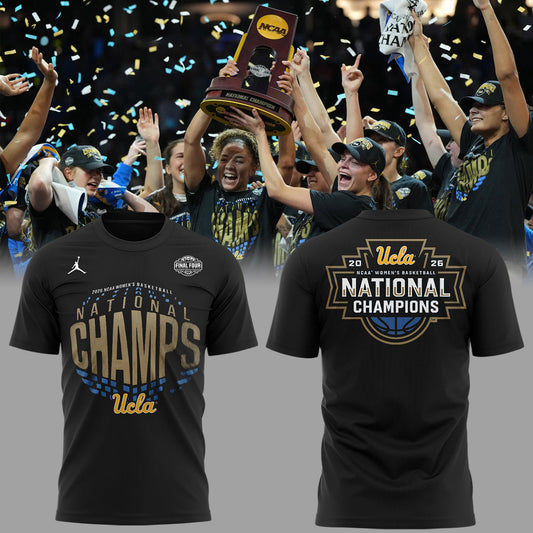UCLA Basketball 2026 WBB National Champions 👑🏀 Champions Black T-Shirt