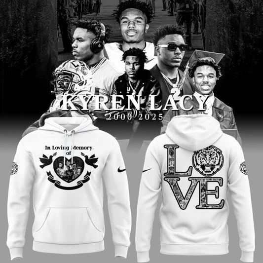 LSU In Loving Memory Of Kyren Lacy Hoodie White LOVE