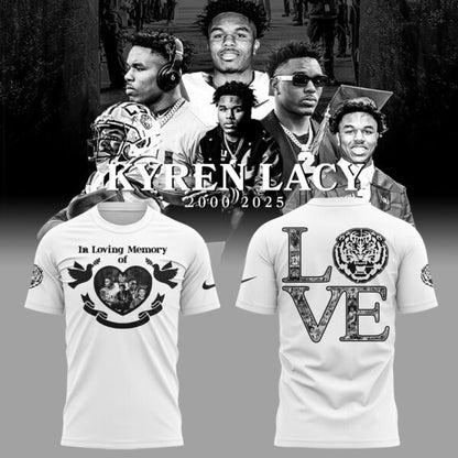 LSU Tiger In Loving Memory Of Kyren Lacy White LOVE T-Shirt - LSU Tiger Shirt
