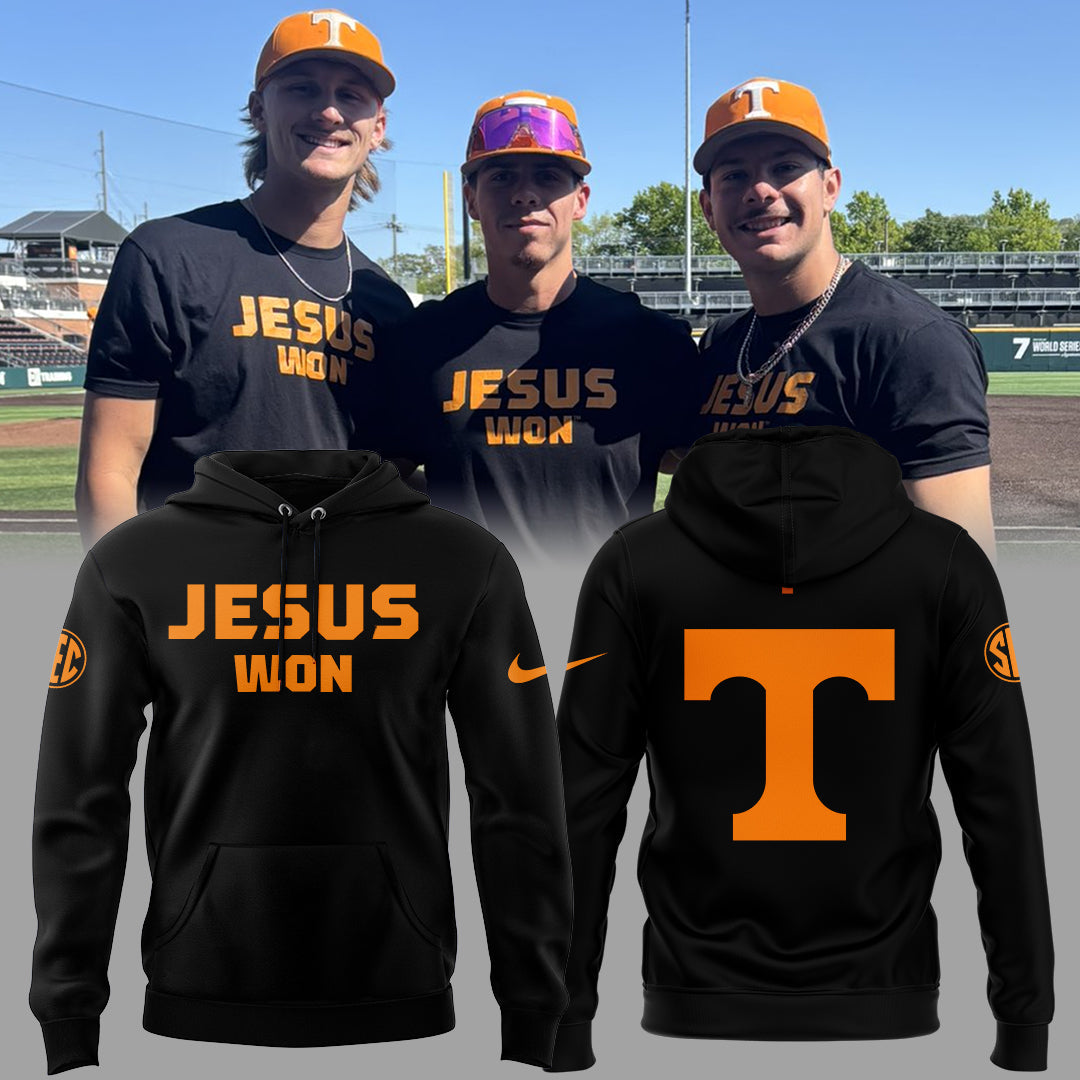 Tennessee Baseball JESUS WON Hoodie Black - Vols Baseball Hoodie