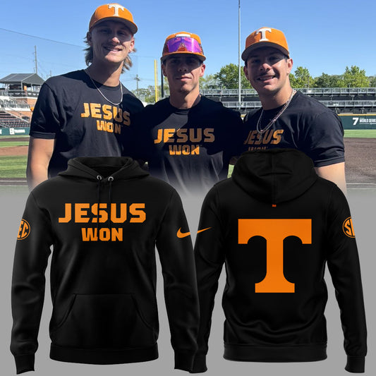 Tennessee Baseball JESUS WON Hoodie Black - Vols Baseball Hoodie