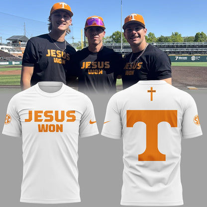 JESUS WON Shirt - Tennessee Baseball JESUS WON T-Shirt White