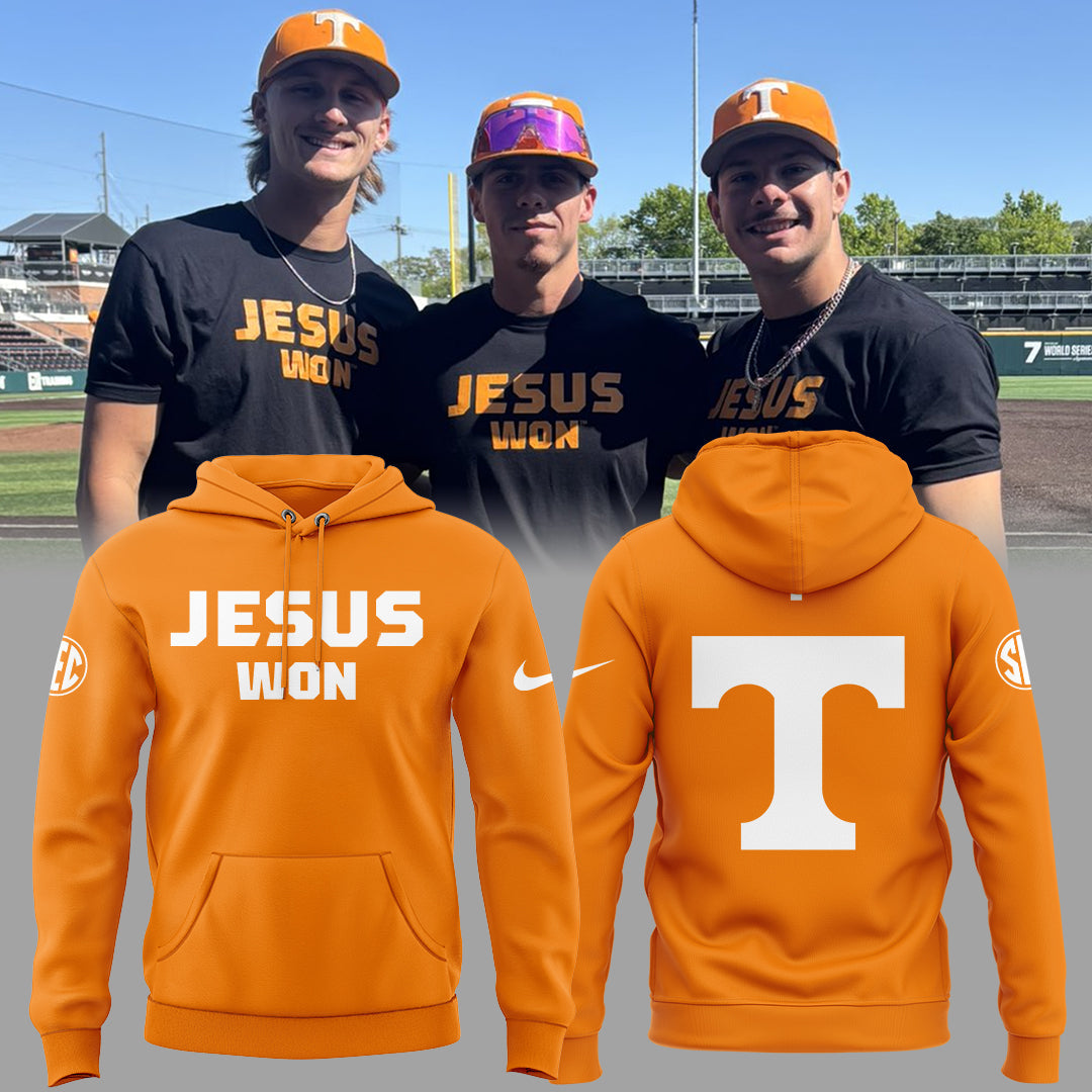 Tennessee Baseball JESUS WON Hoodie Orange - Vols Baseball Hoodie