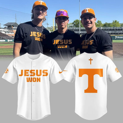 Tennessee Baseball JESUS WON Jersey White - Vols Baseball Jersey
