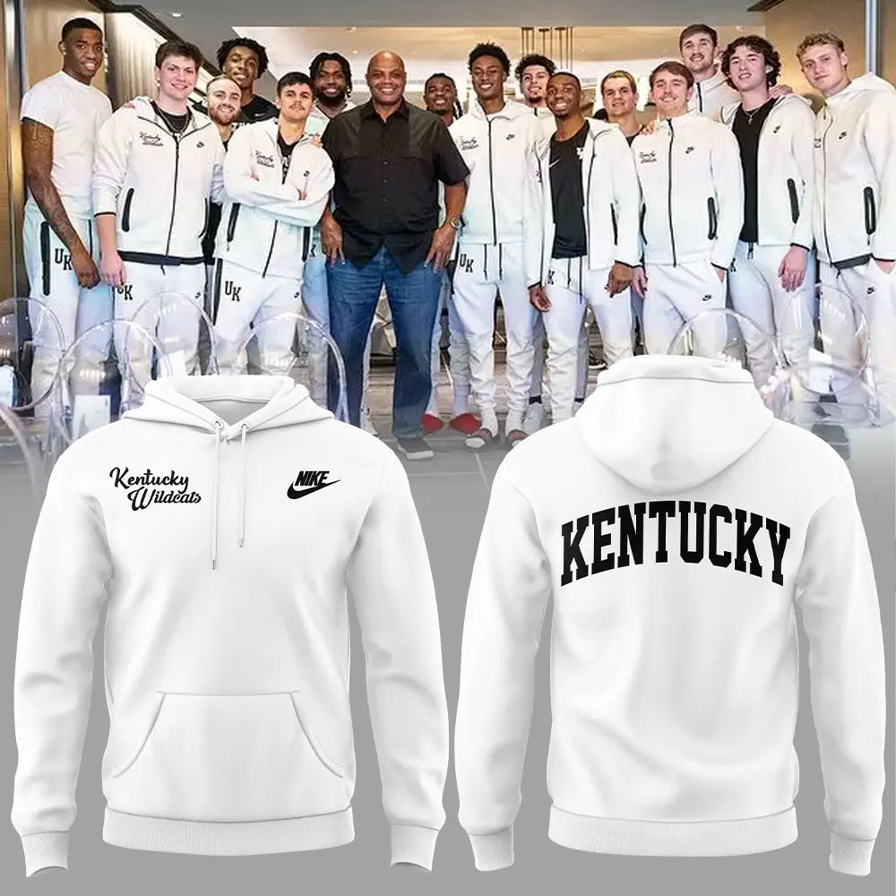Kentucky Wildcats Men's Basketball White Hoodie 2025 New Season