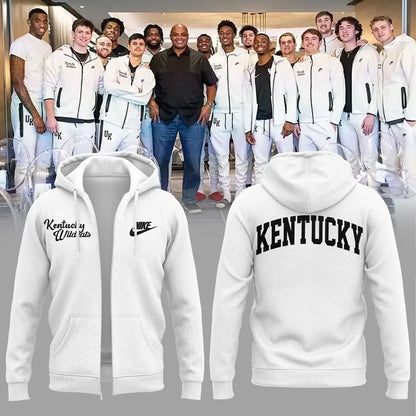 Kentucky Wildcats Men's Basketball White Zip Hoodie