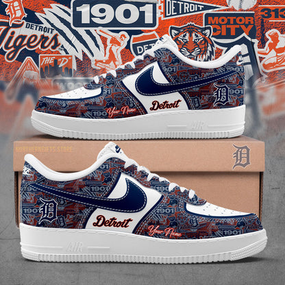 Detroit Tigers AF1 Sneakers Gifts For Detroit Tigers Fans Custom Name