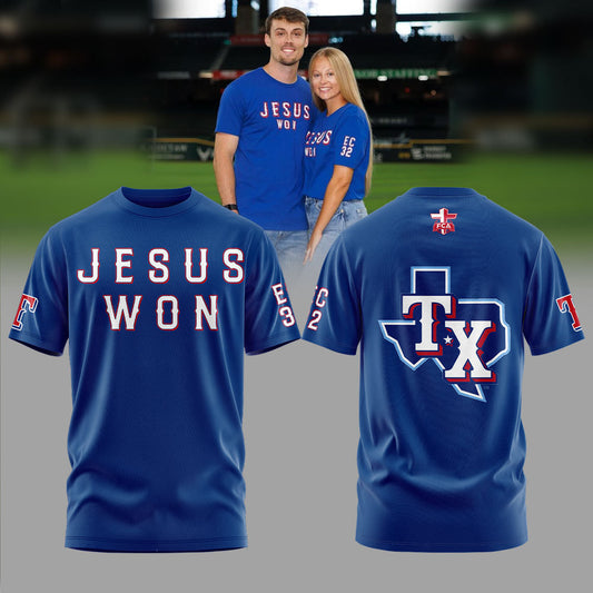 Evan Carter Texas Rangers Wear Jesus Won T-Shirt