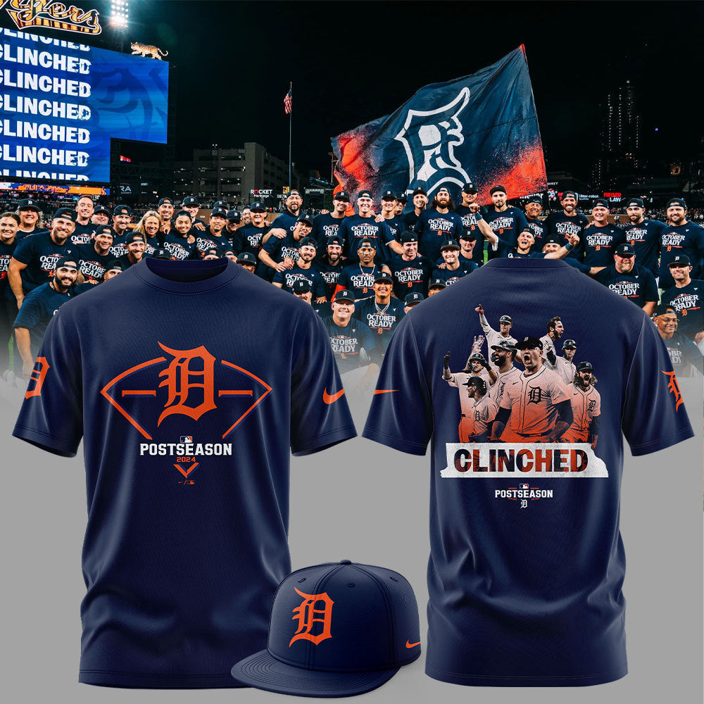 Limited Edition Detroit Tigers Navy 2024 MLB Postseason Locker Room T-Shirt