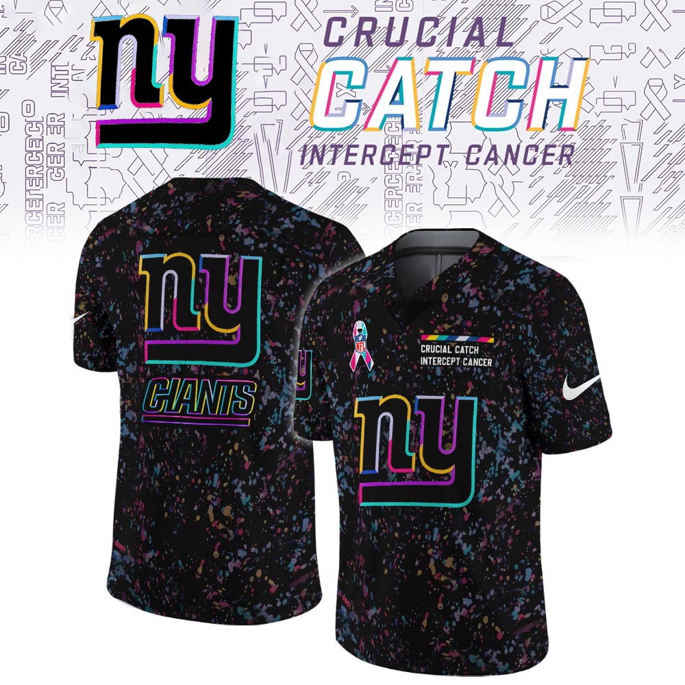 New York Giants Crucial Catch Football Jersey made for the fight against cancer. Bold black. Bright color. Bigger Purpose