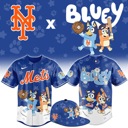New York Mets Bluey Night Game Limited Baseball Jersey