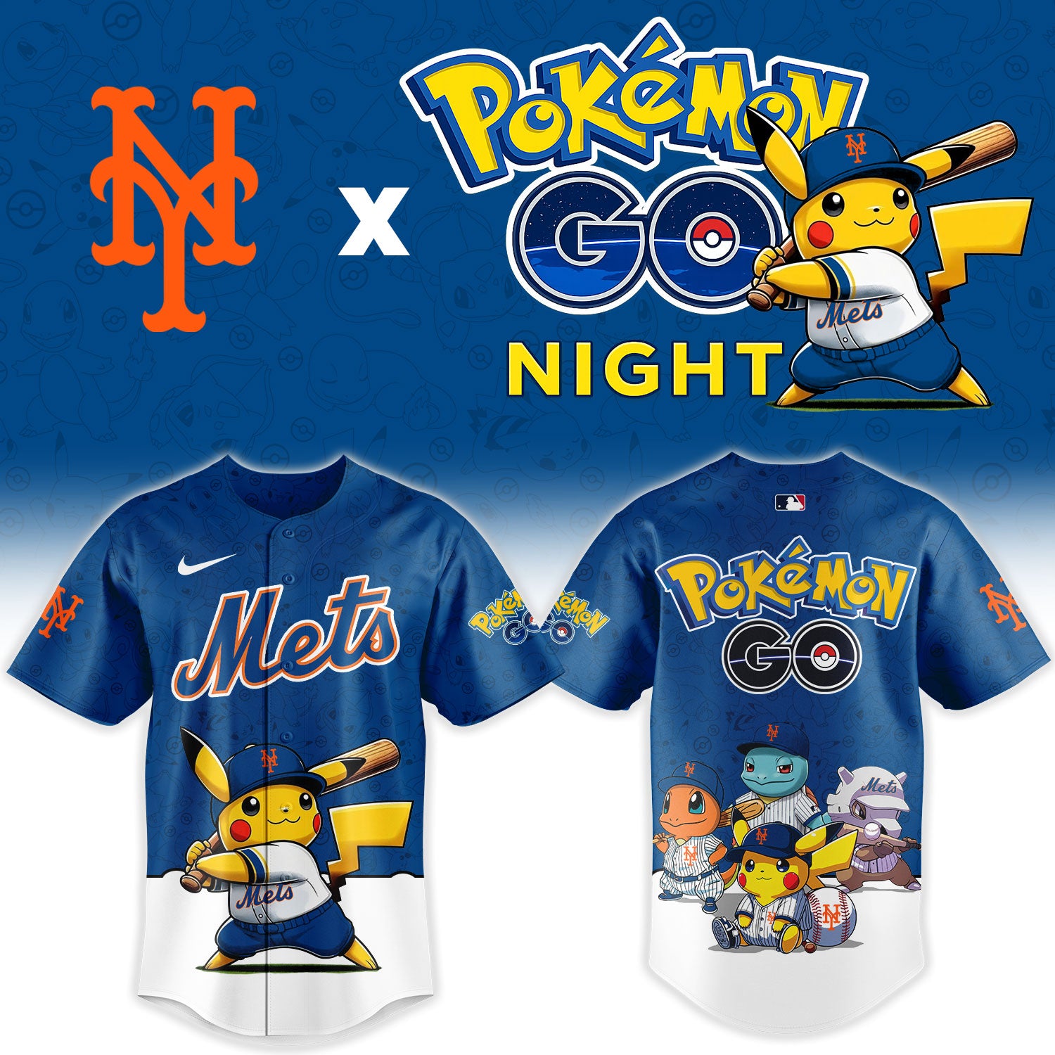 New York Mets Pokemon GO Night Limited Baseball Jersey