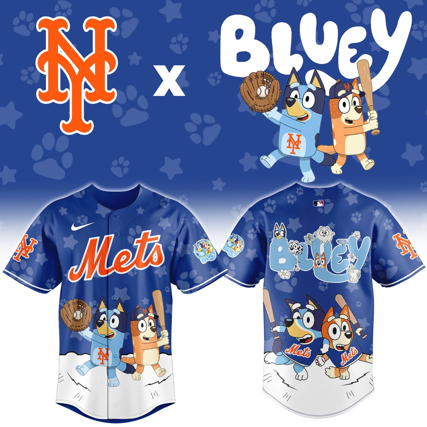 New York Mets Bluey Night Game Limited Baseball Jersey