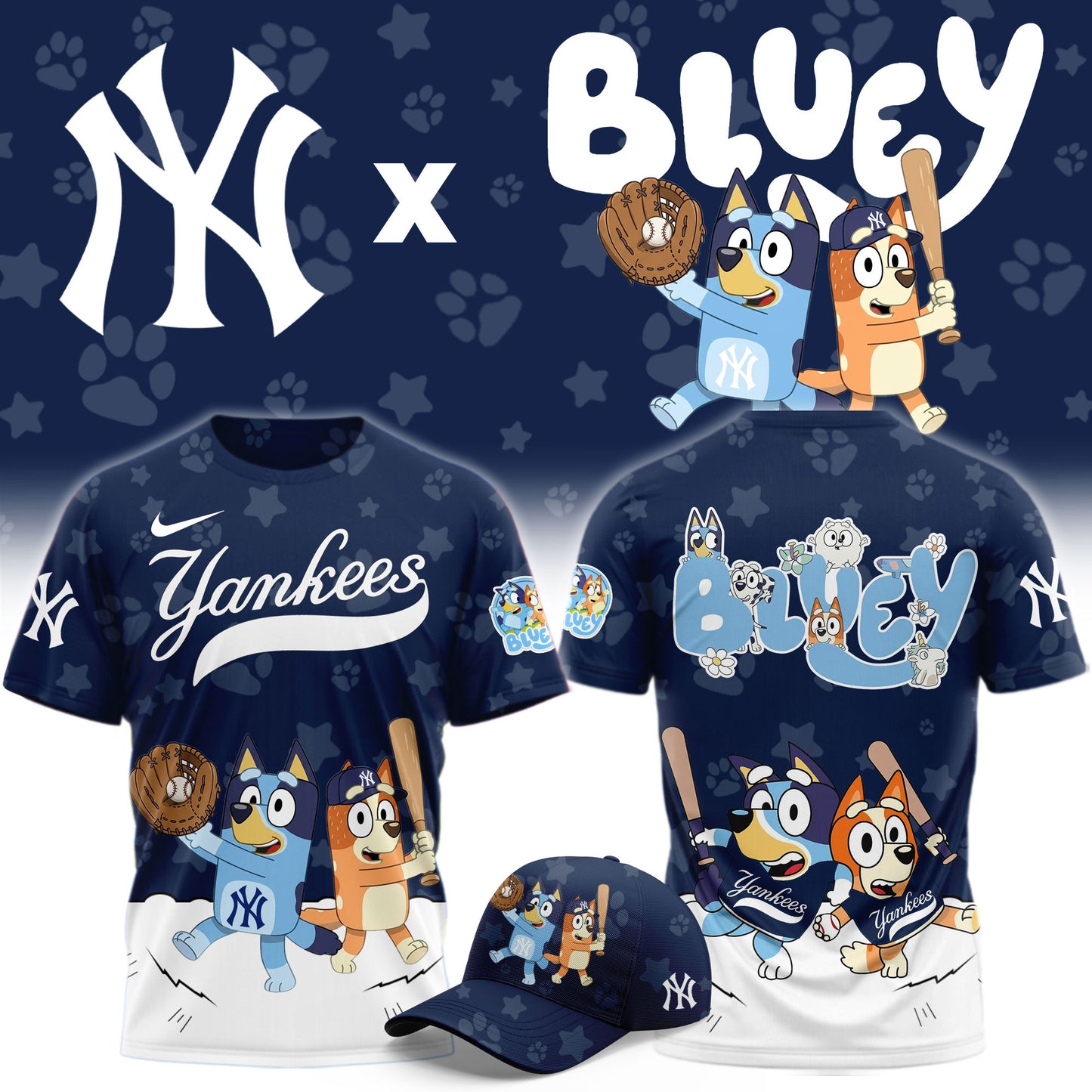 New York Yankees Bluey Night Game Limited T-Shirt