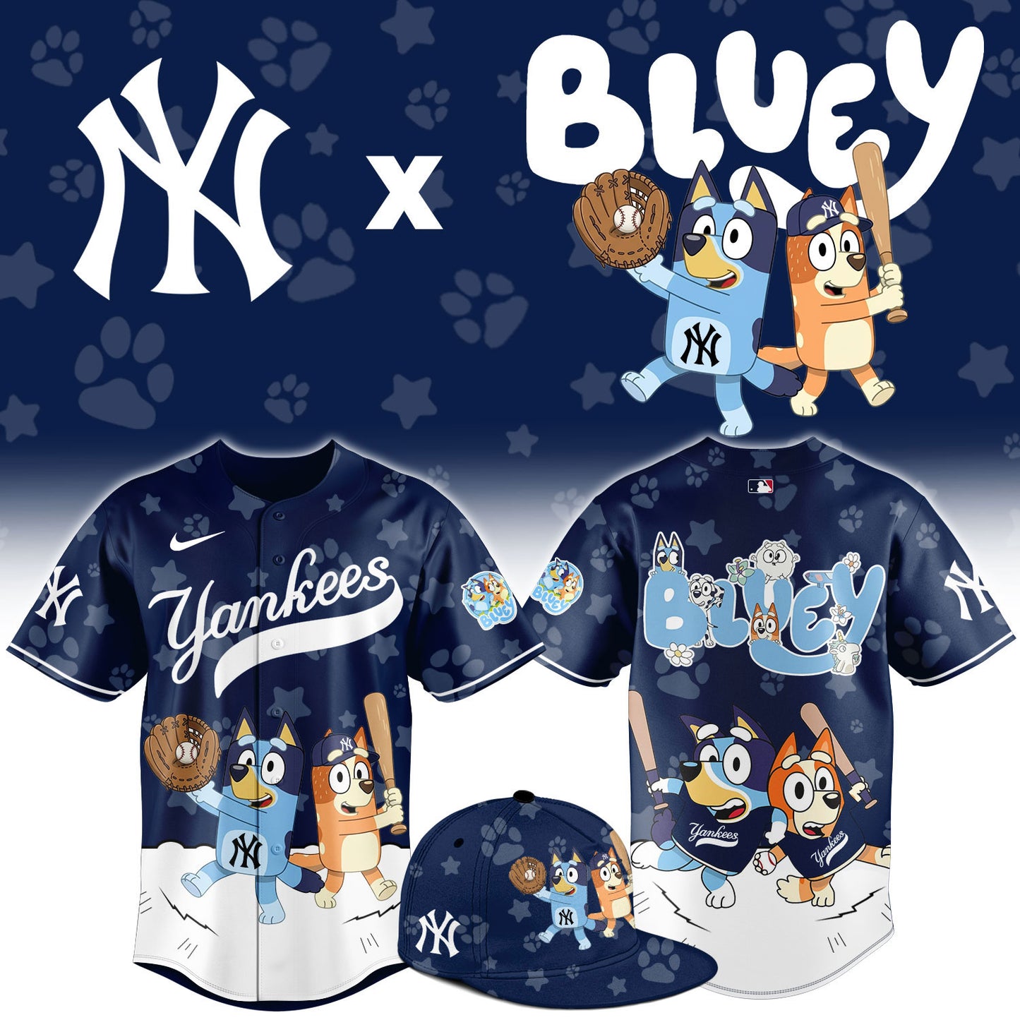New York Yankees Bluey Night Game Limited Baseball Jersey