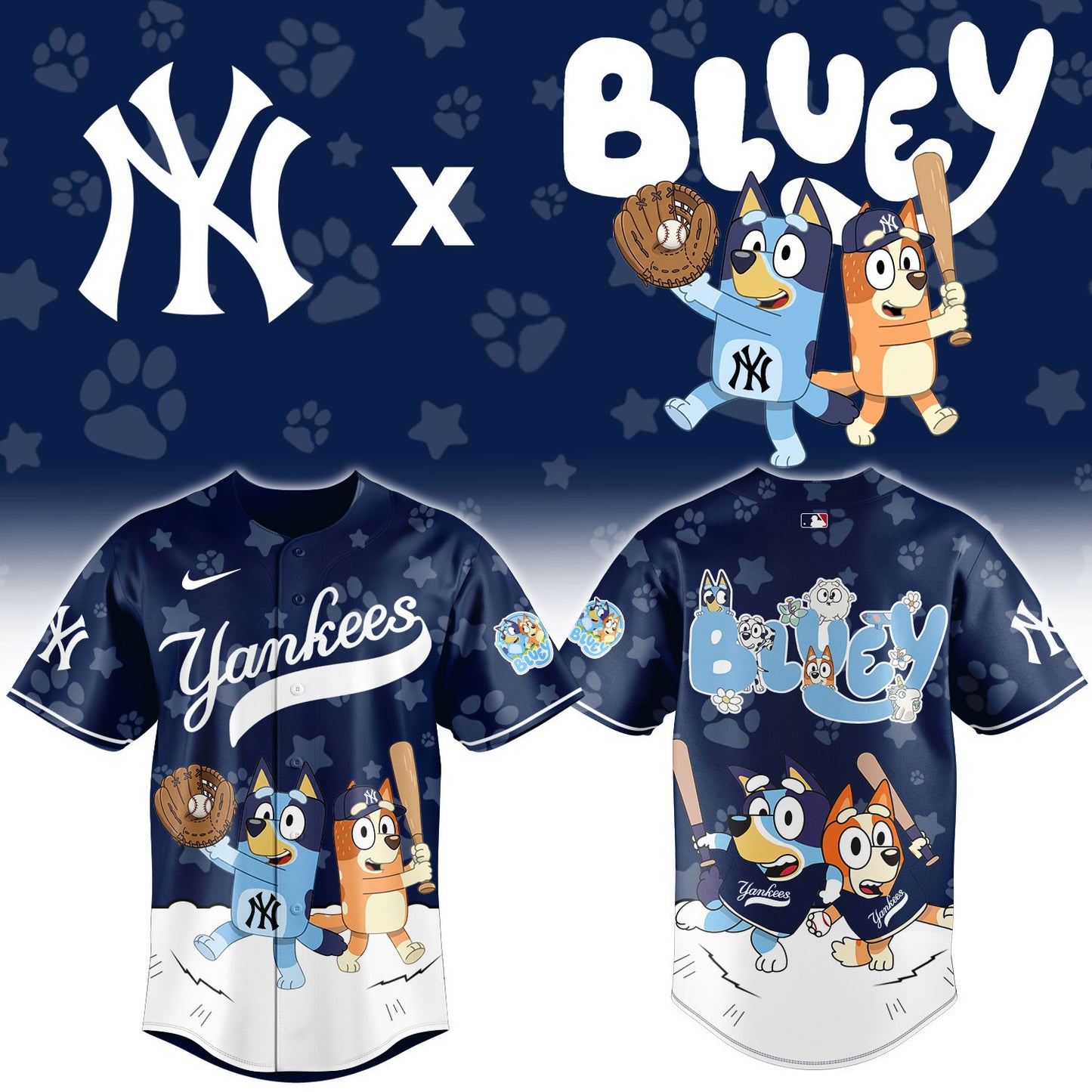 New York Yankees Bluey Night Game Limited Baseball Jersey