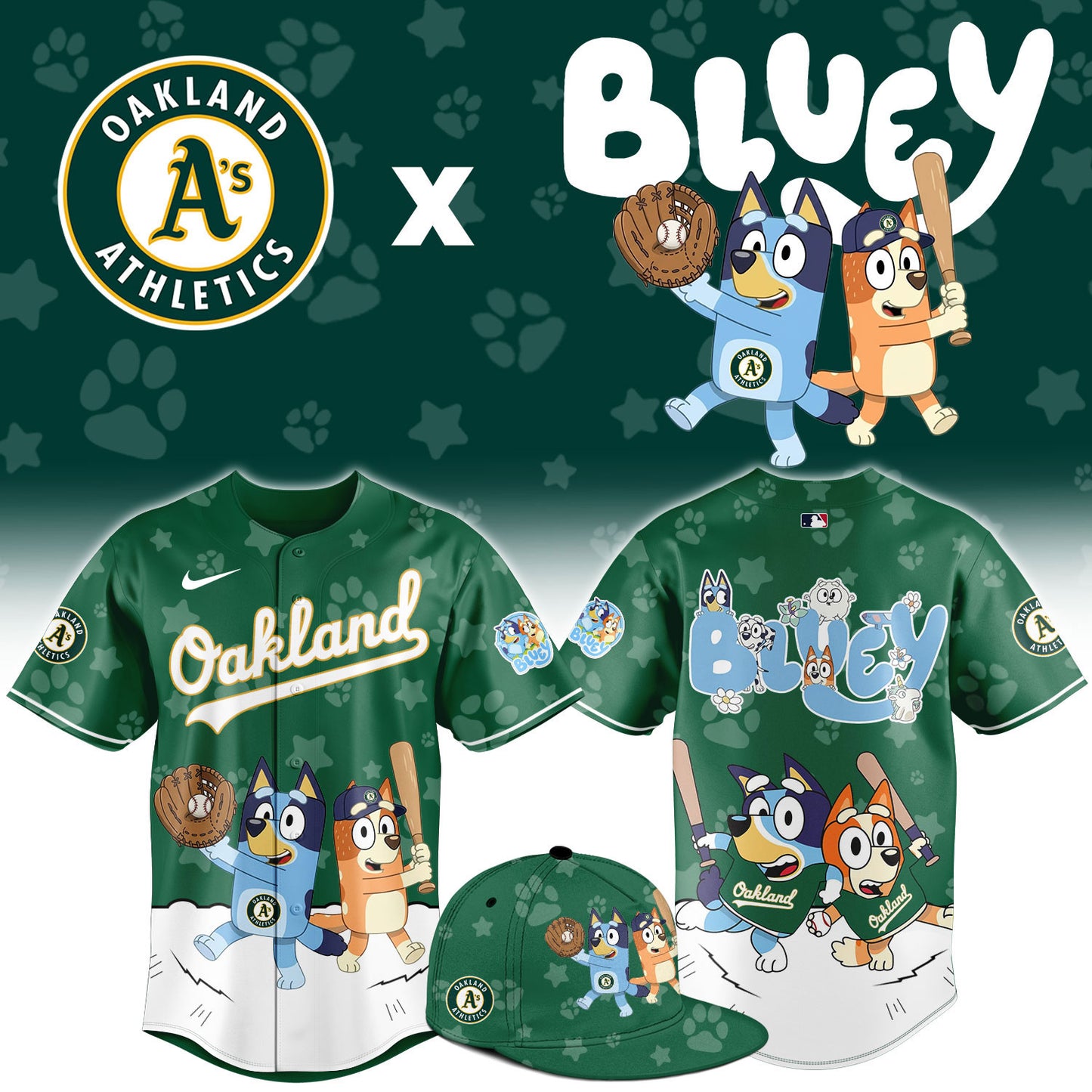 Athletics Bluey Night Game Limited Baseball Jersey