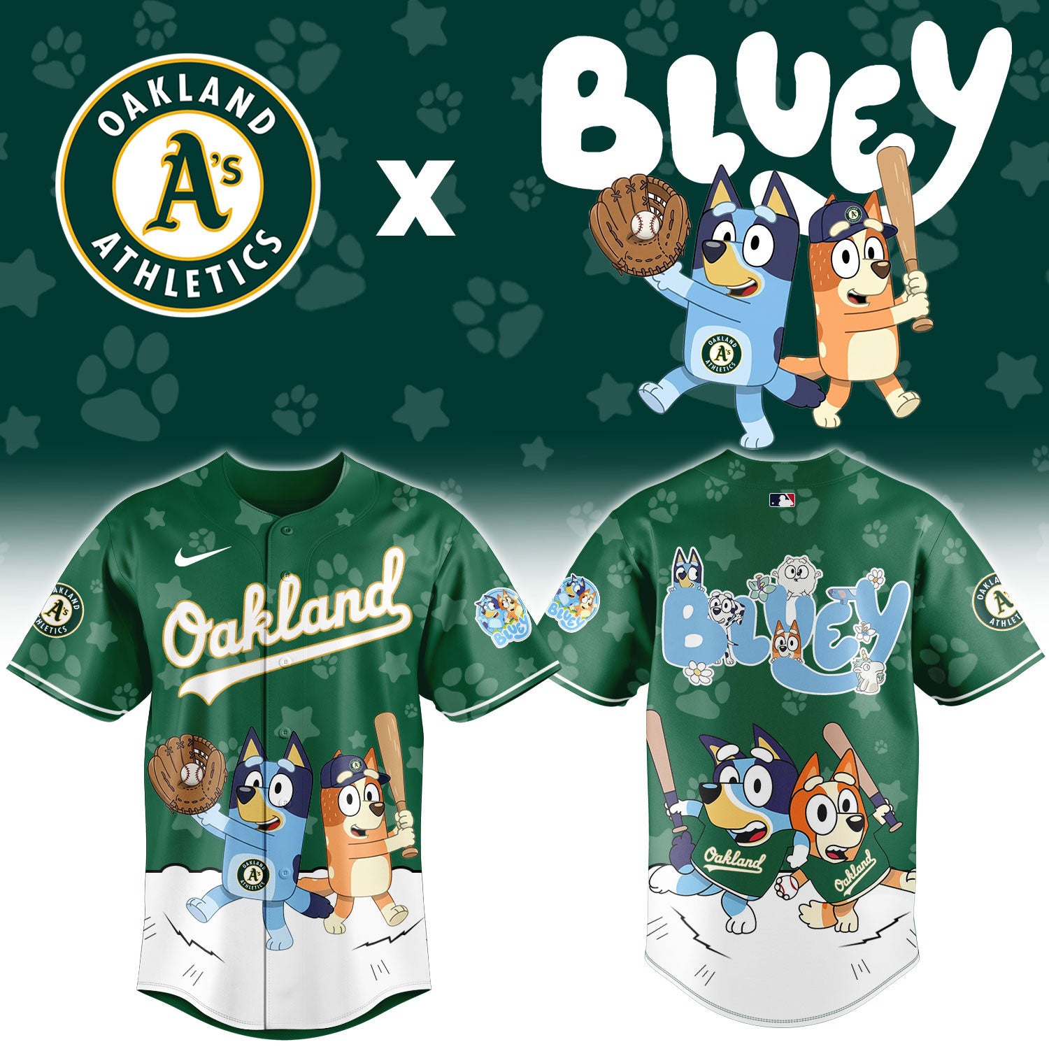 Athletics Bluey Night Game Limited Baseball Jersey