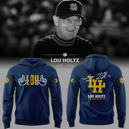 Thanks for the Memories - Legacy Of Lou Holtz Hoodie Navy - Notre Dame Lou Holtz Shirt