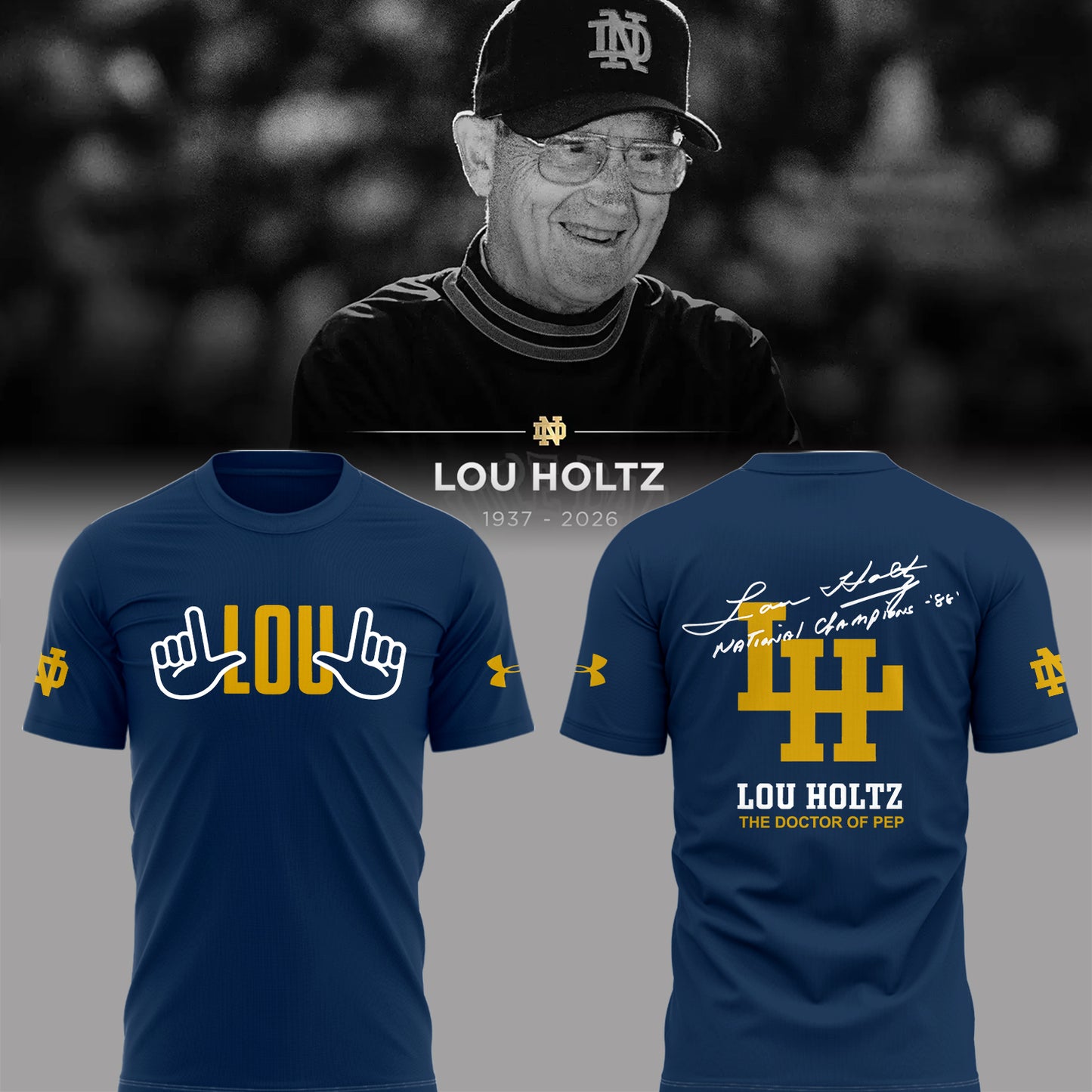 Thanks for the Memories - Legacy Of Lou Holtz T-Shirt Navy - Notre Dame Lou Holtz Shirt
