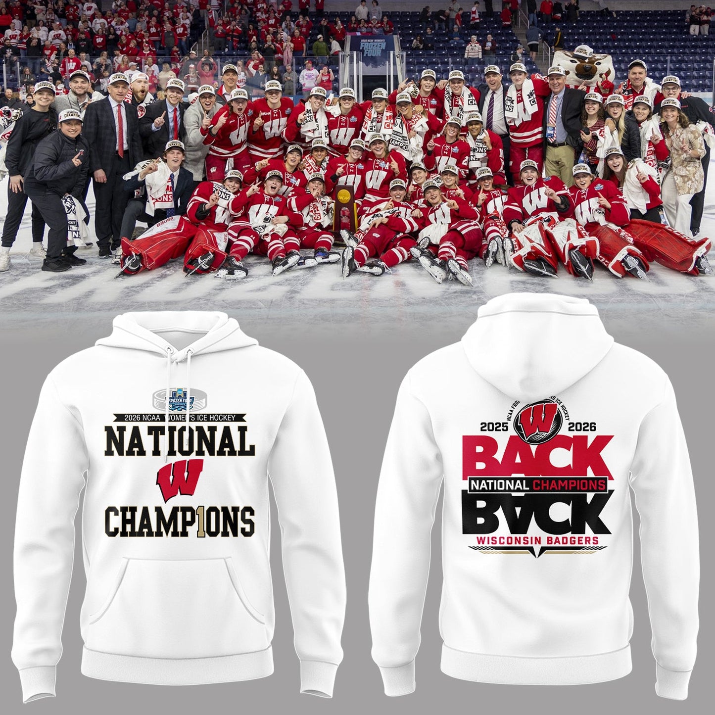 Limited Edition Wisconsin Badgers 2026 Women’s Hockey National Champions🏆 Hoodie