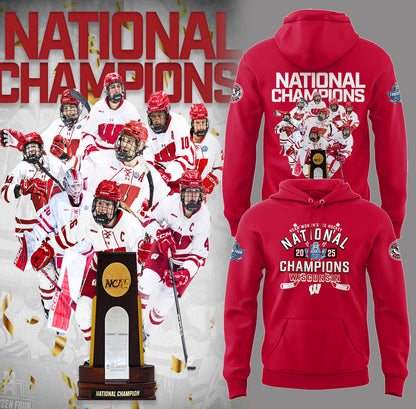 Wisconsin Badgers 2025  Women's Hockey Tournament Champions Hoodie