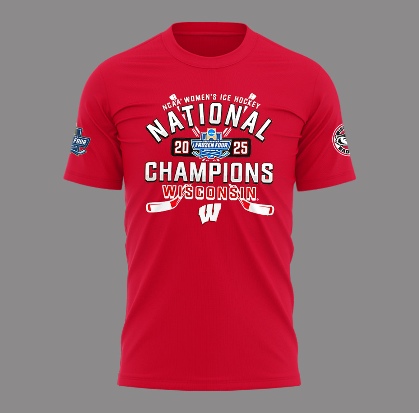 Wisconsin Badgers 2025  Women's Hockey Tournament Champions T-Shirt