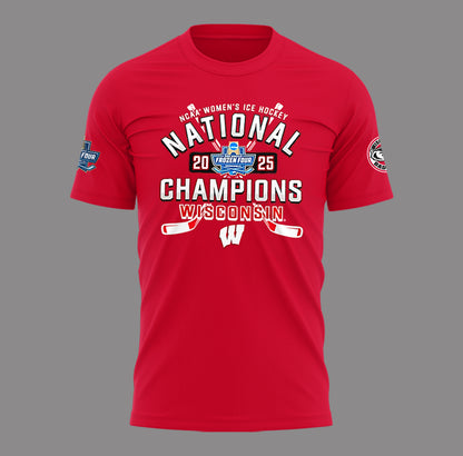 Wisconsin Badgers 2025  Women's Hockey Tournament Champions T-Shirt