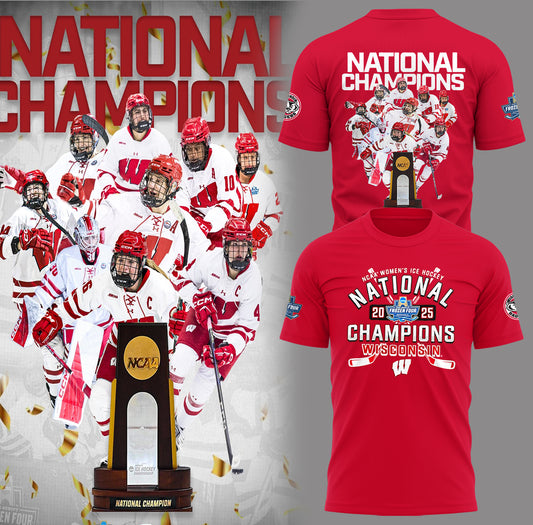 Wisconsin Badgers 2025  Women's Hockey Tournament Champions T-Shirt