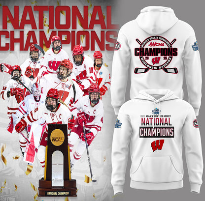 Wisconsin Badgers 2025  Women's Hockey Tournament Champions Hoodie-PA03242508