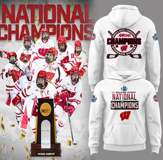Wisconsin Badgers 2025  Women's Hockey Tournament Champions Hoodie-PA03242508