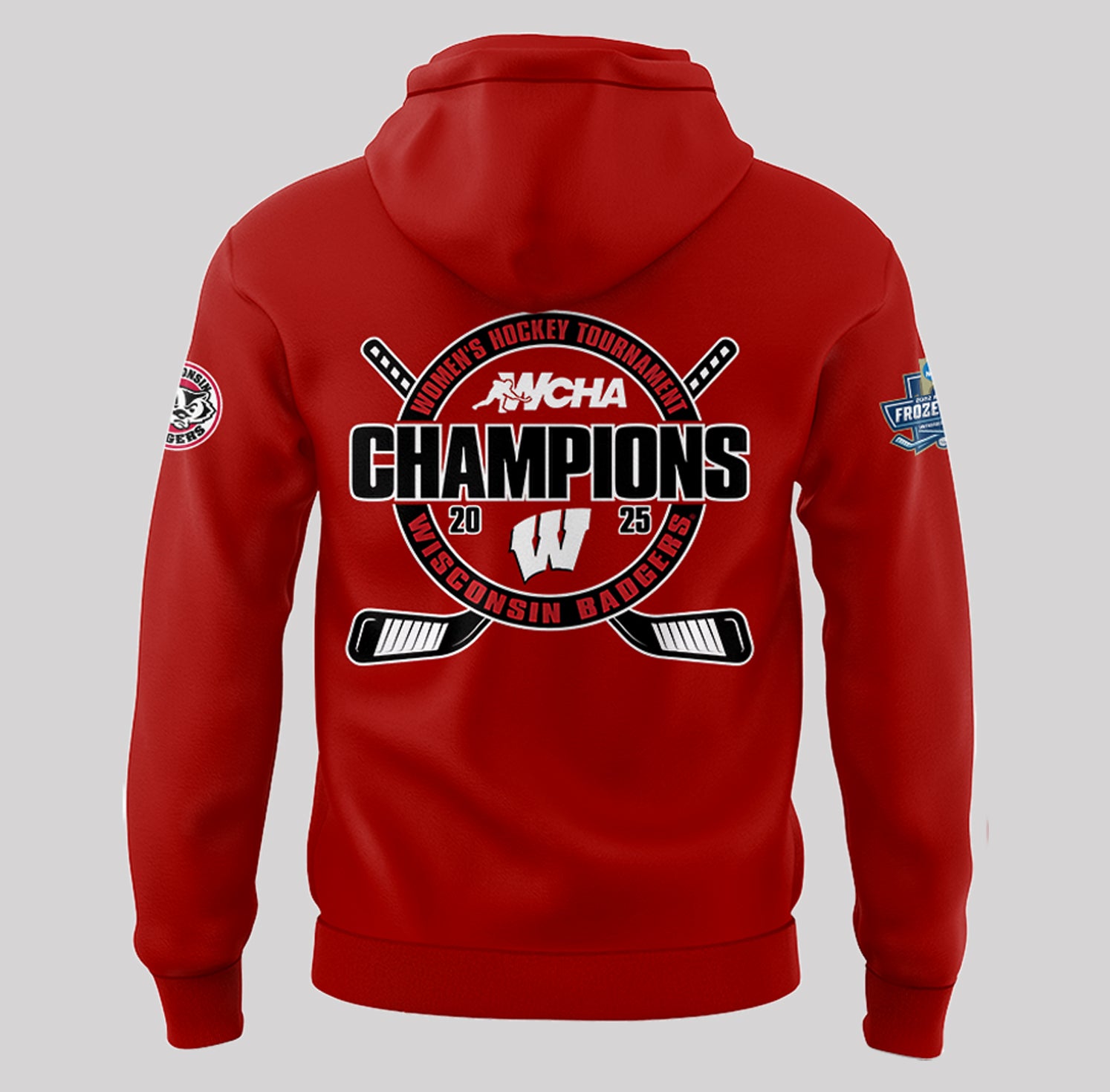 Wisconsin Badgers 2025  Women's Hockey Tournament Champions Hoodie-PA03252501