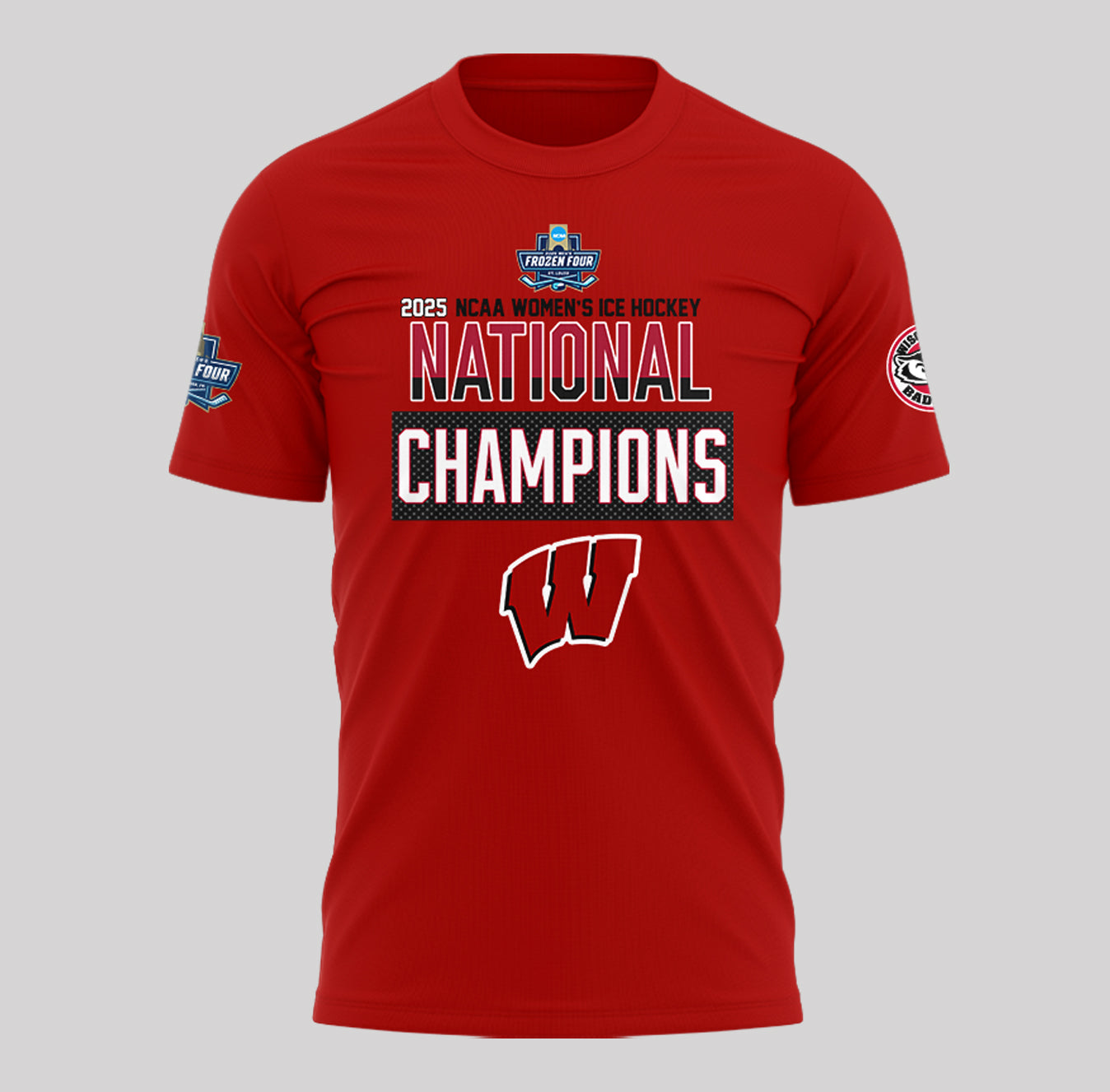 Wisconsin Badgers 2025  Women's Hockey Tournament Champions T-Shirt