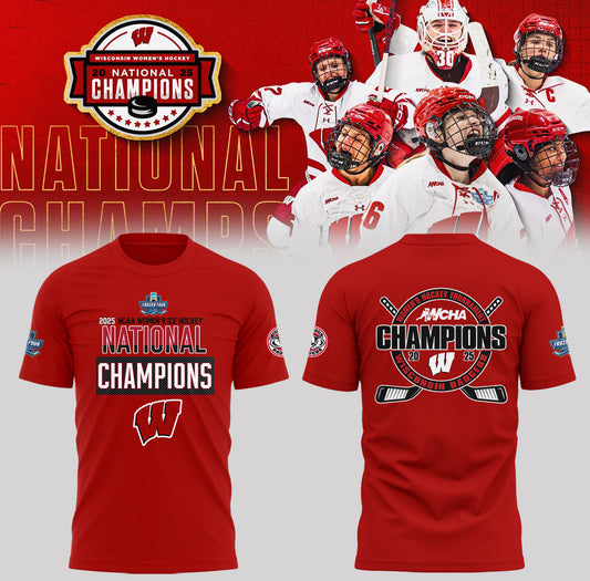 Wisconsin Badgers 2025  Women's Hockey Tournament Champions T-Shirt