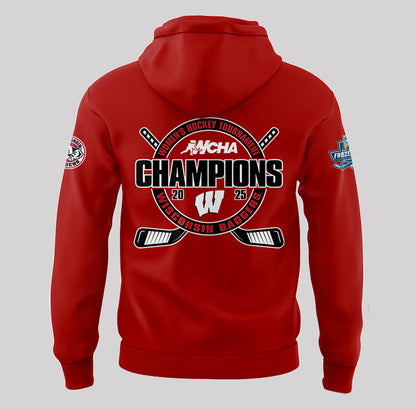 Wisconsin Badgers 2025  Women's Hockey Tournament Champions Hoodie
