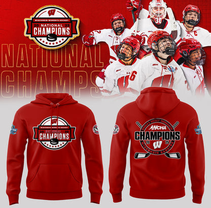 Wisconsin Badgers 2025  Women's Hockey Tournament Champions Hoodie