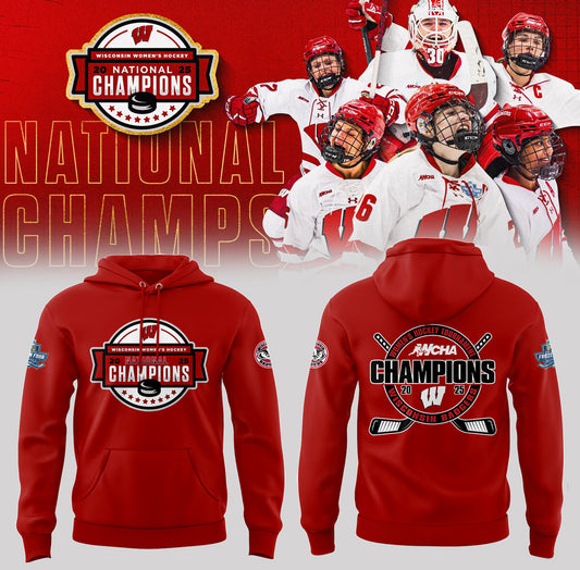 Wisconsin Badgers 2025  Women's Hockey Tournament Champions Hoodie