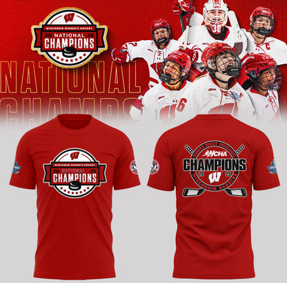 Wisconsin Badgers 2025  Women's Hockey Tournament Champions T-Shirt