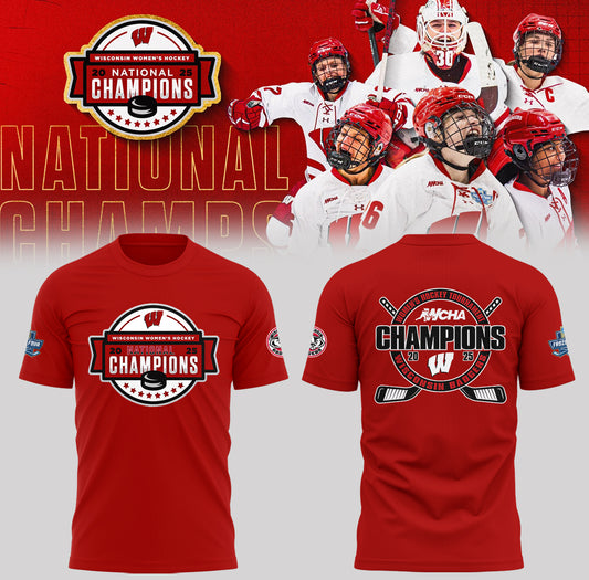 Wisconsin Badgers 2025  Women's Hockey Tournament Champions T-Shirt