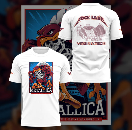Metallica x Virginia Tech "Lane Rocked" T-Shirt - Exit Light Enter Night Shirt