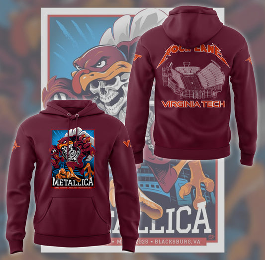 Metallica x Virginia Tech "Lane Rocked" Hoodie - Exit Light Enter Night Shirt