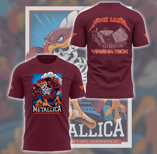 Metallica x Virginia Tech "Lane Rocked" T-Shirt - Exit Light Enter Night Shirt