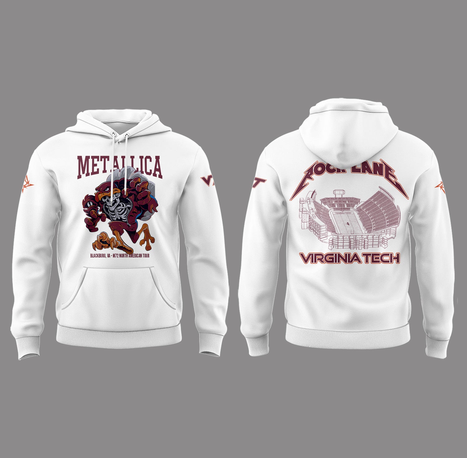 Metallica x Virginia Tech "Lane Rocked" Hoodie - Exit Light Enter Night Shirt