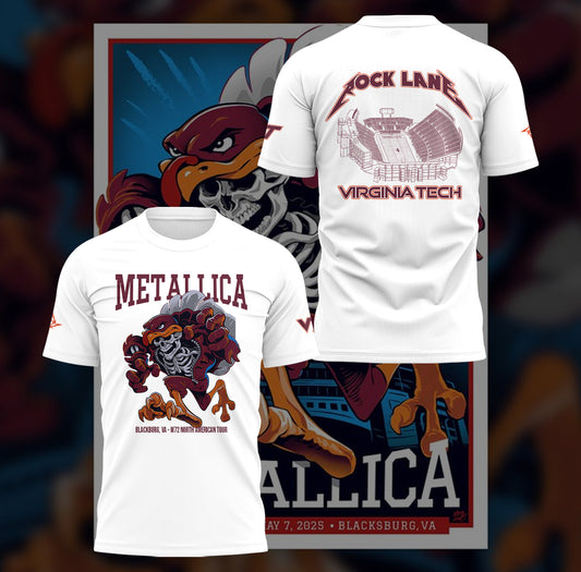 Metallica x Virginia Tech "Lane Rocked" T-Shirt - Exit Light Enter Night Shirt