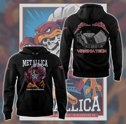 Metallica x Virginia Tech "Lane Rocked" Hoodie - Exit Light Enter Night Shirt