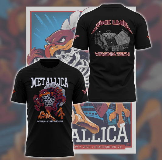 Metallica x Virginia Tech "Lane Rocked" T-Shirt - Exit Light Enter Night Shirt