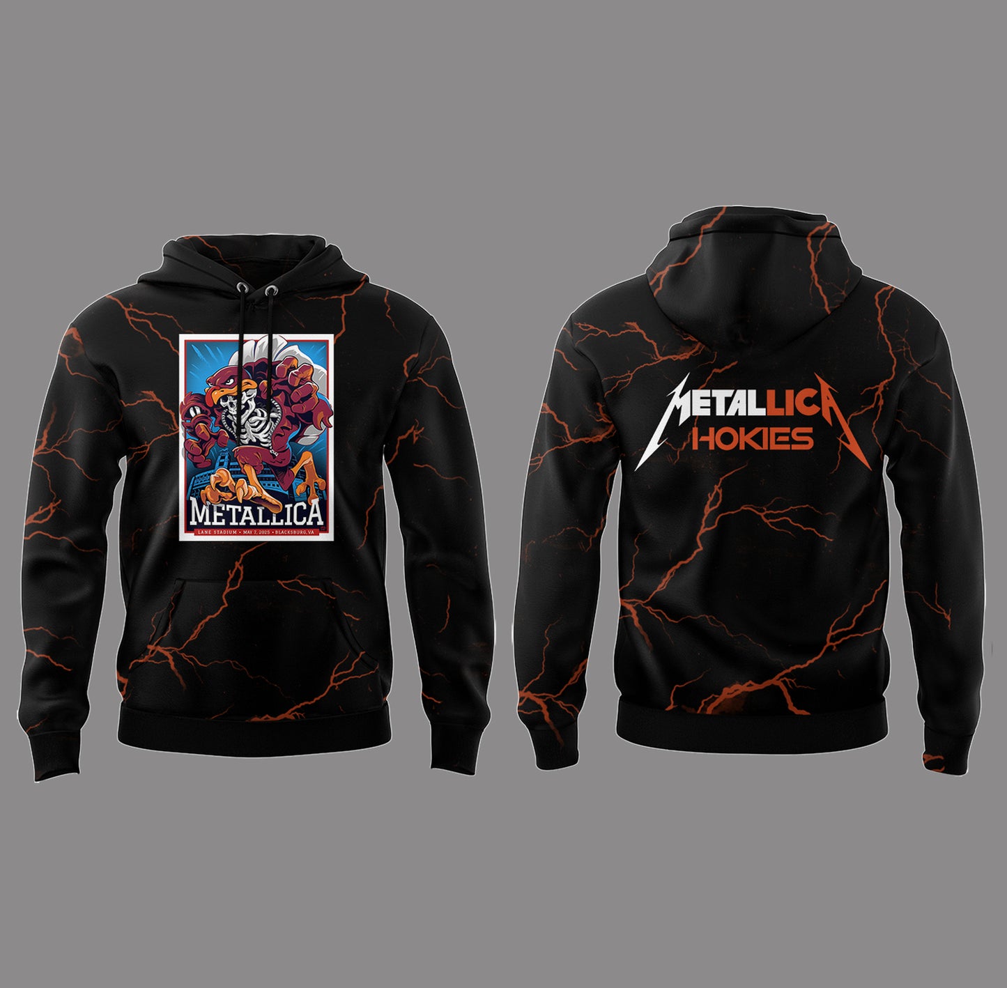 Metallica x Virginia Tech "Lane Rocked" Hoodie - Exit Light Enter Night Shirt